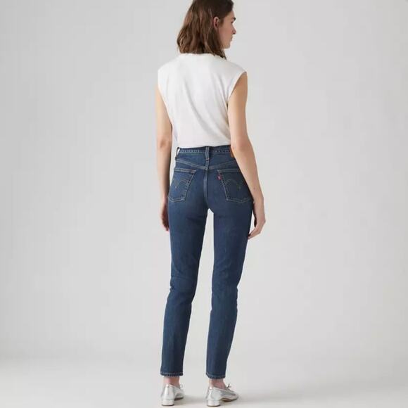 Levi's Premium 501 Skinny Jeans High Waist Dark Indigo Blue Denim W30 L28 - Picture 3 of 13